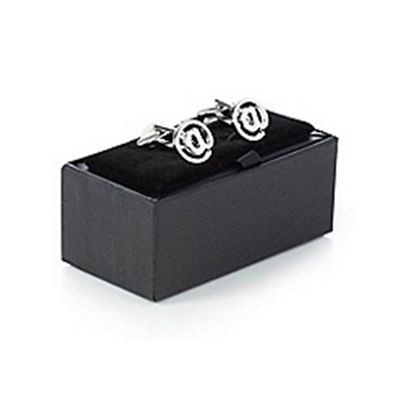 Silver at sign cufflinks in a gift box